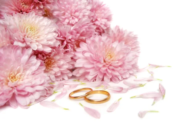 Wedding rings with flowers by Natallia Yaumenenka Stock Photo