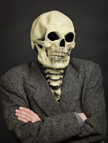 Portrait of person in skeleton mask