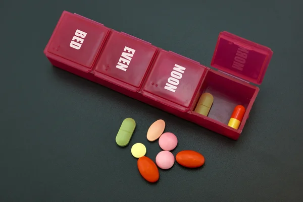 Medecine stuff. Pills with day dosing box
