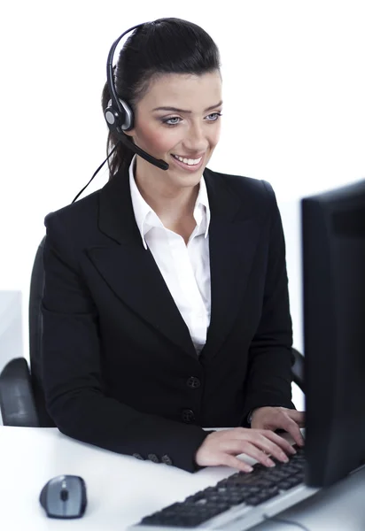 Customer support woman with headset