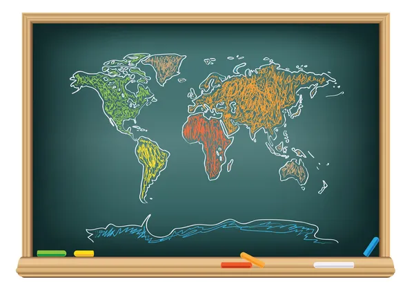 world map vector file. Drawing world map by a chalk