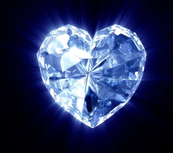 Heart of diamond on the black backgroun