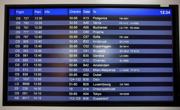 Airport departures board