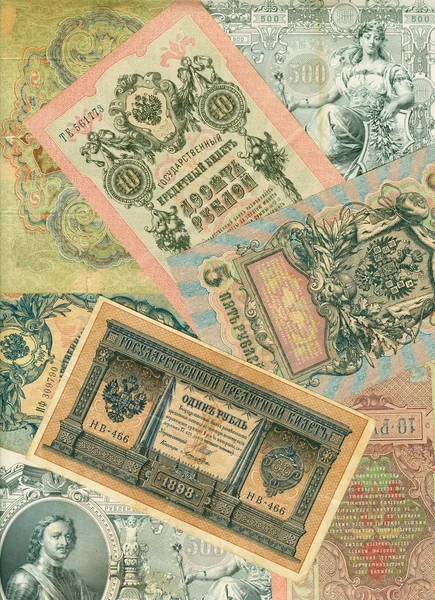 Old russian banknotes background