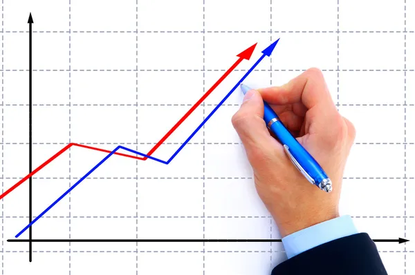 Businessman drawing an organization chart on a white board