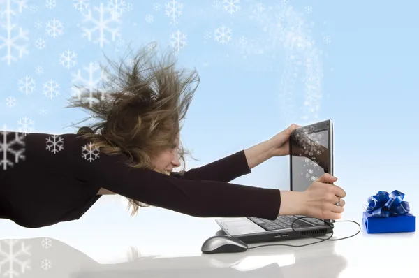 Creative snow wind from laptop