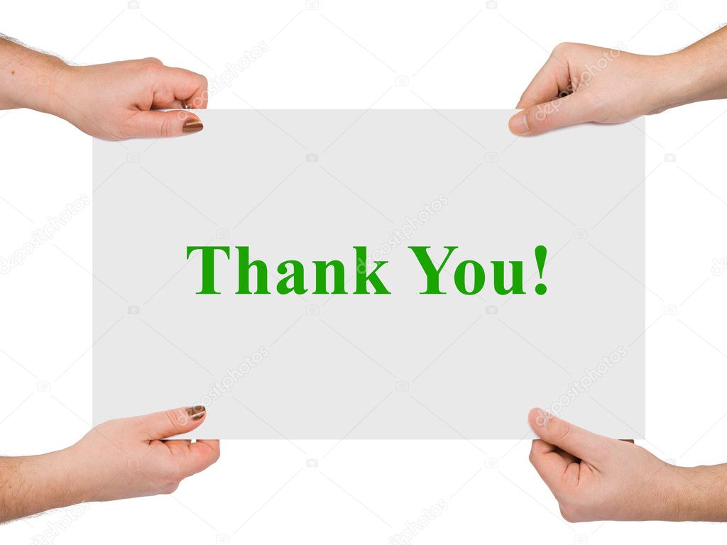 Hands and paper banner Thank You — Stock Photo © Violin #4249257