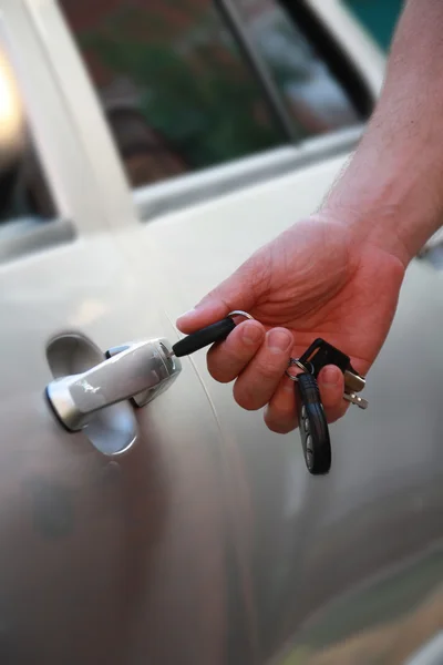 Car keys in a man's hand