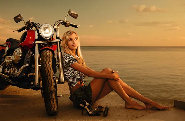 Blonde and red motorcycle