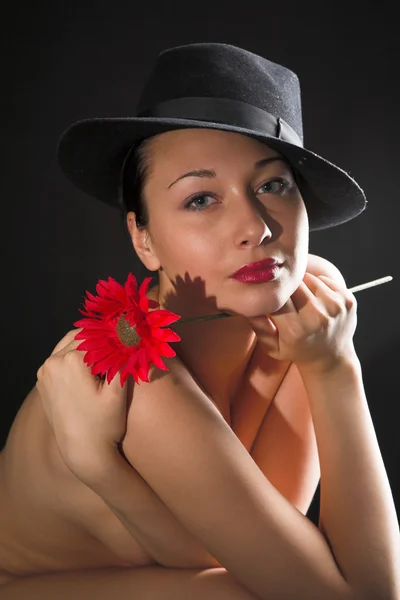 Nude girl on black background by Vasiliy Koval Stock Photo