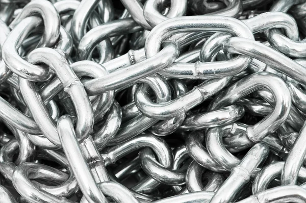 Long silver chain arranged