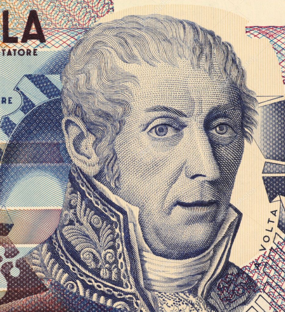 Alessandro Volta (1745-1827) on 10000 Lire 1984 Banknote from Italy. Italian physicist best known for the development of the first electric cell in 1800. - depositphotos_3154582-Alessandro-Volta