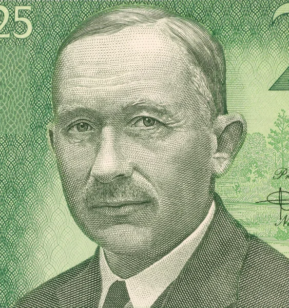 Anton Hansen Tammsaare (1878-1840) on 25 Krooni 2002 Banknote from Estonia.