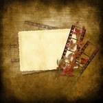 Vintage background with film strip and card