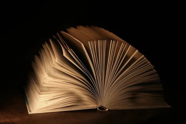 The open book on a dark background
