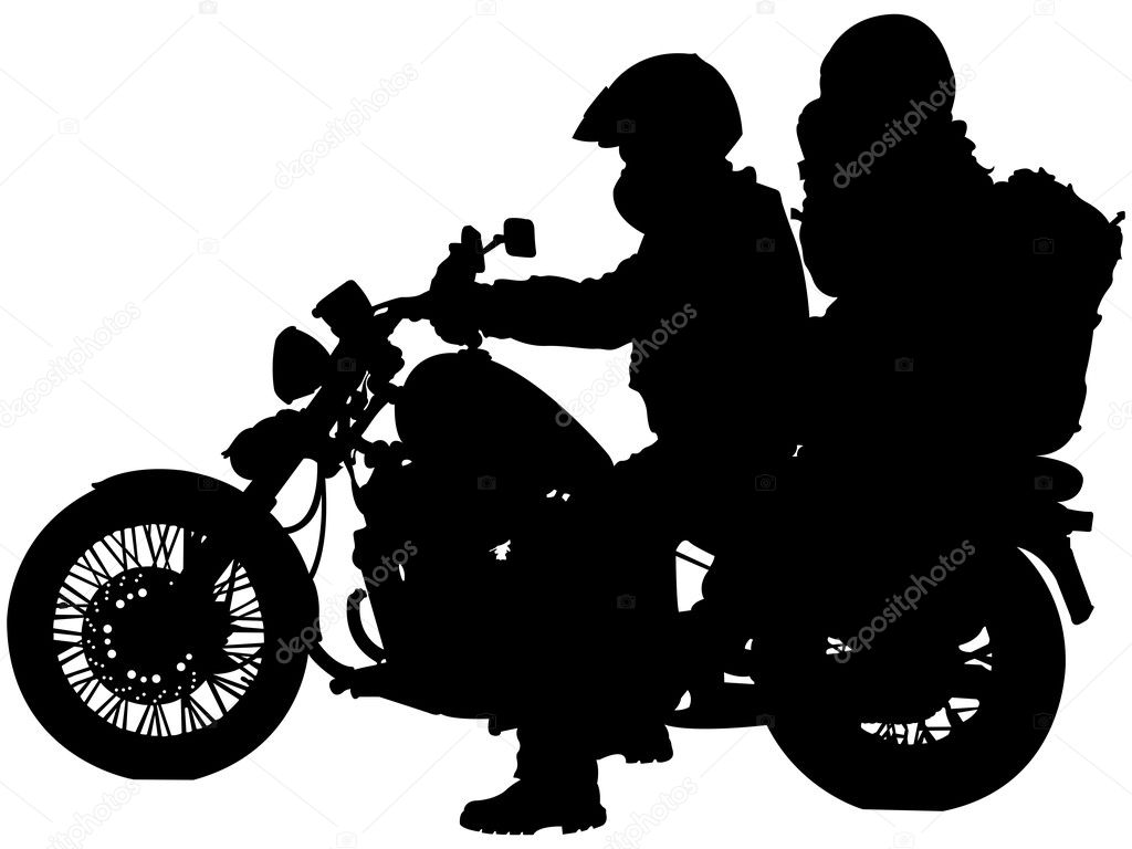 Motocicleta y motociclistas siluetas vector gráfico vectorial