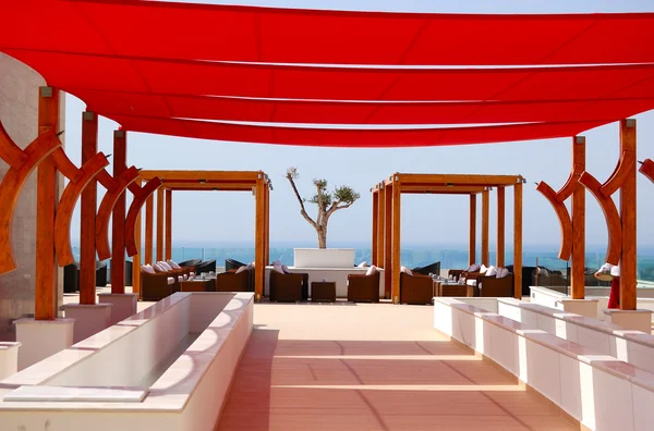 Relaxation area of modern luxury hotel, Crete, Greece