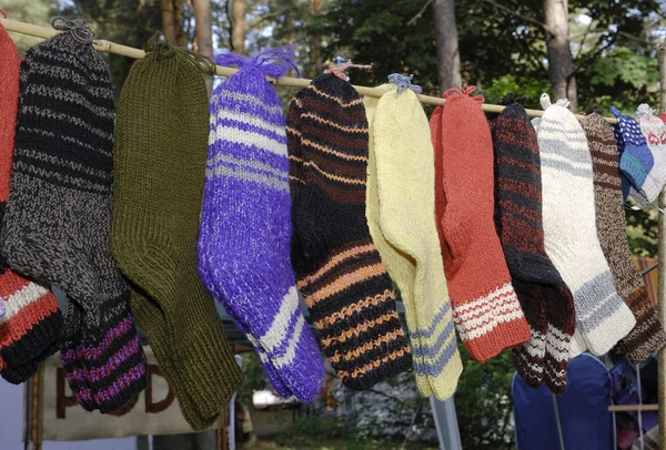 Row of woolen socks