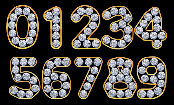 Orange 0 - 9 numerals incrusted with diamonds