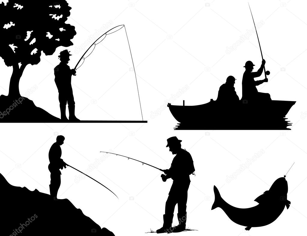 Man Fishing Silhouette Clip Art