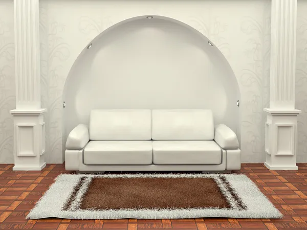 Inteiror. Sofa between the columns in white room | Stock Photo ...
