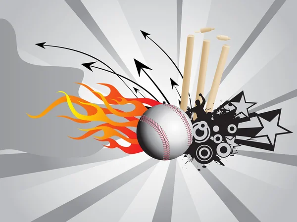 Fire background with cricket ball