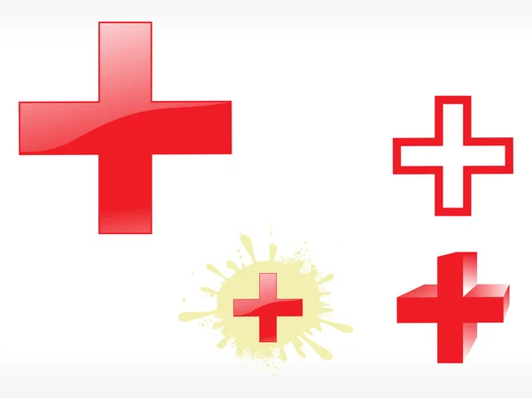 Medical cross glossy icon set
