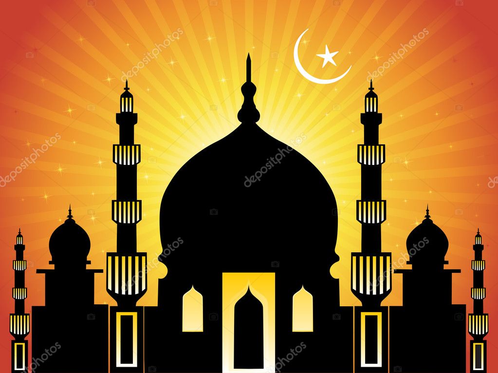Background with moon, mosque — Stock Vector © alliesinteract #3044722