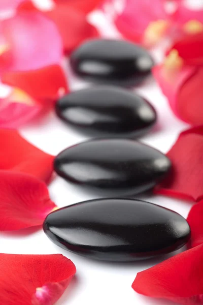 Spa stones and rose petals isolated. spa background