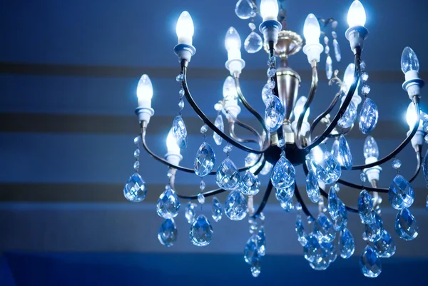 Vintage crystal lamp toned in blue