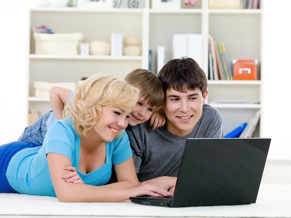Laptop for happy family at home