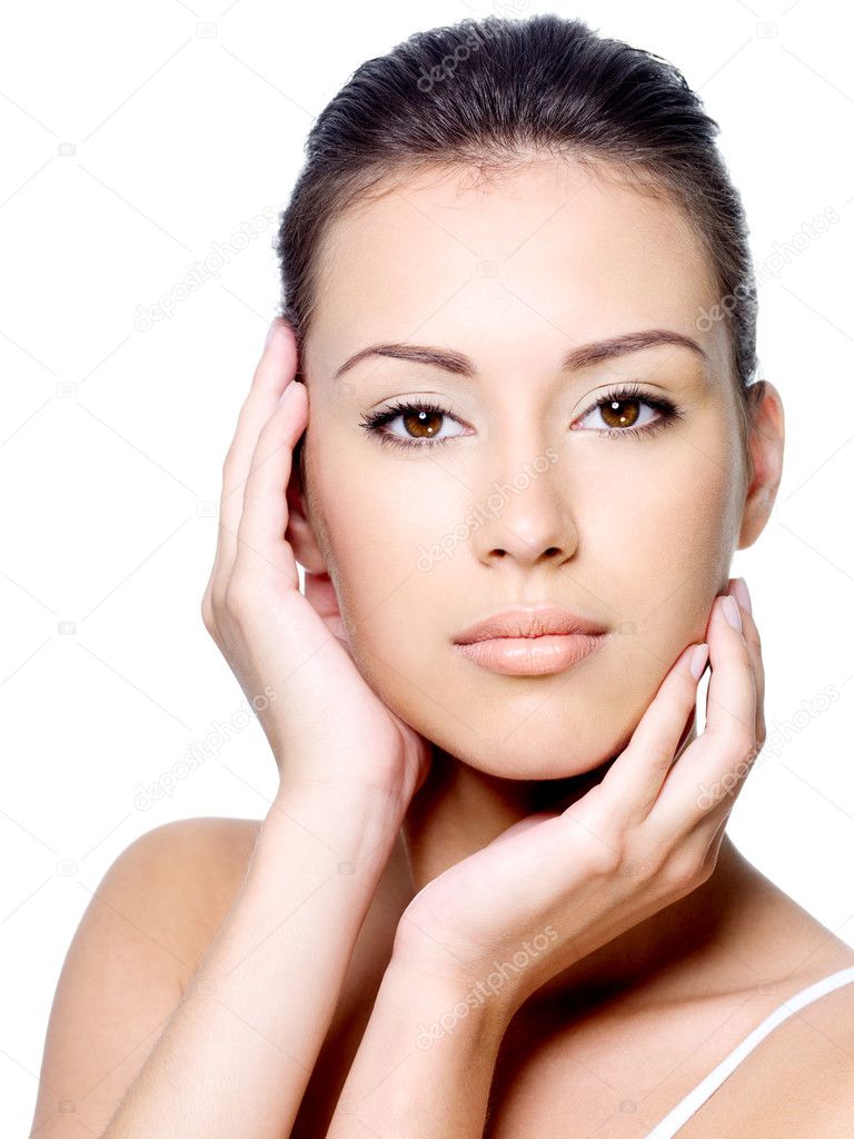 Woman stroking her clean face — Stock Photo © valuavitaly #3840746