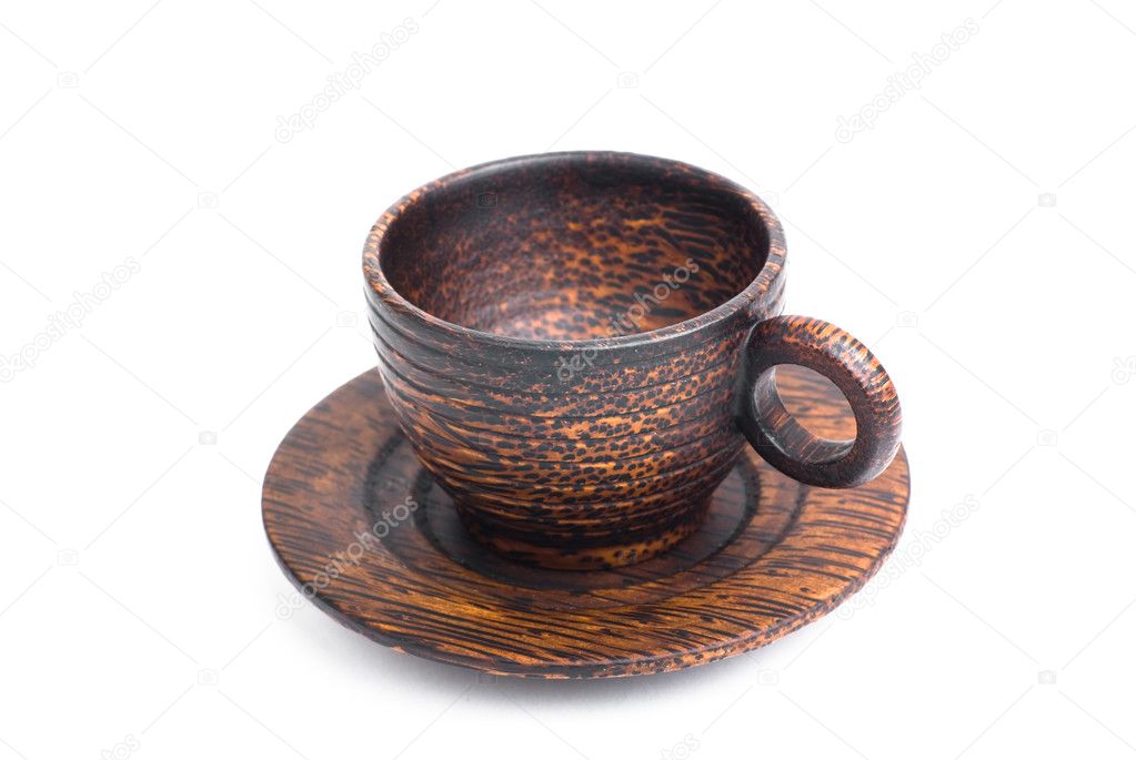 Cup and saucer made of wood — Stock Photo © mcont_ 2779914