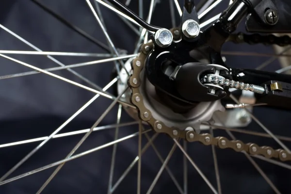 Gear on wheel of modern city bicycle