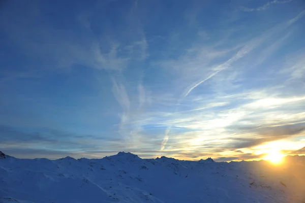 mountains snow sunset