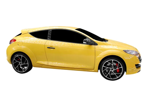 Fast yellow car isolated by goce risteski Stock Photo Editorial Use Only