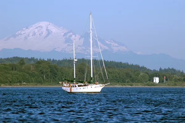 Sail Boat in front of Mt. Baker