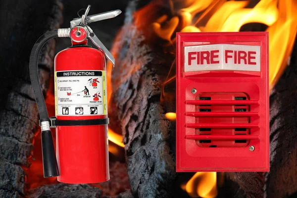 Horn alarm light and fire extinguisher