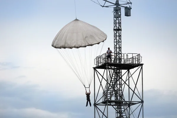 Jump from a parachute tower