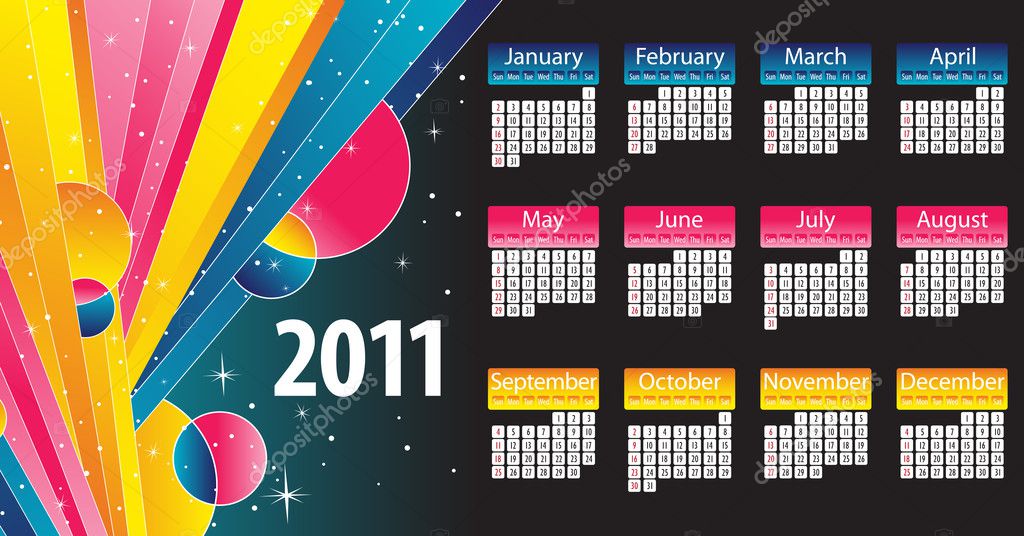 calendar 2011 with stripes