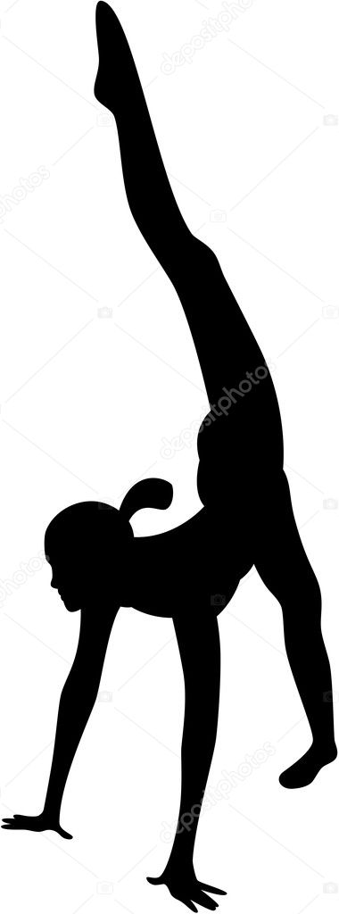 An image of young girl do aerobics Female silhouette isolated