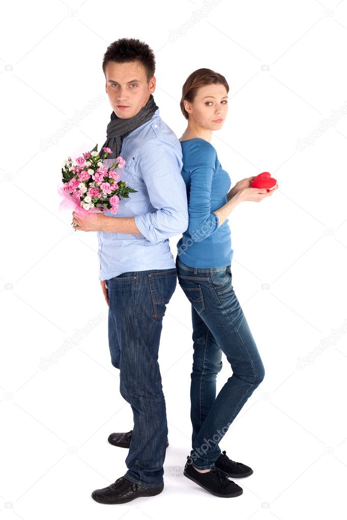 man holding flowers
