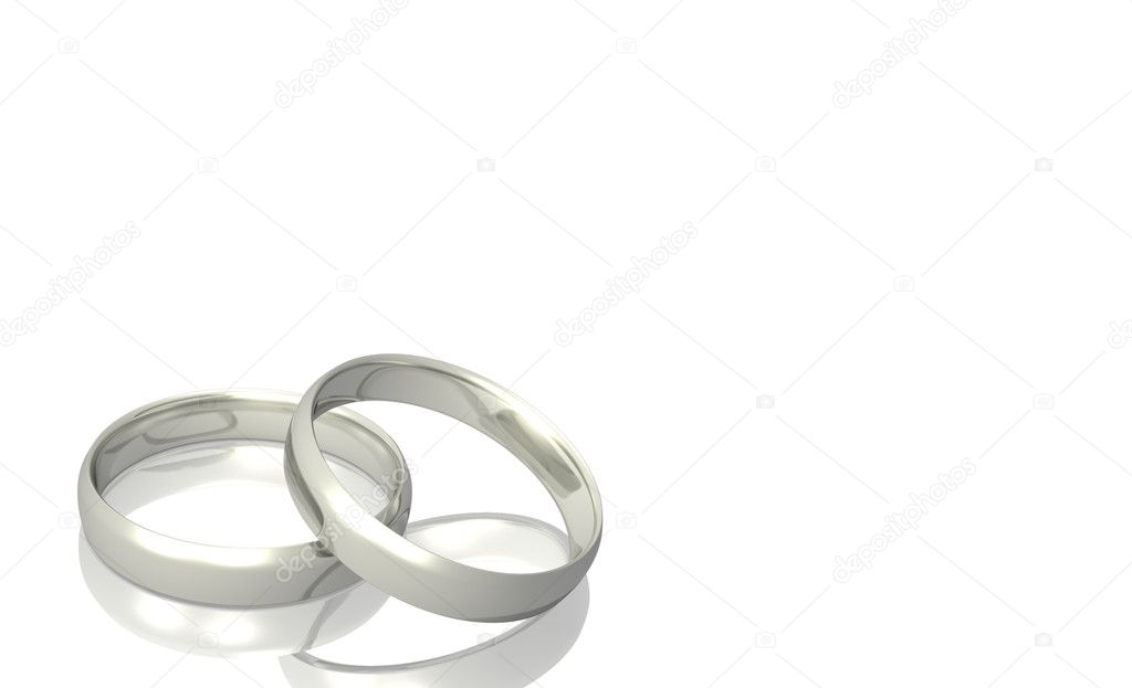 Image of two silver wedding bands isolated on a white background