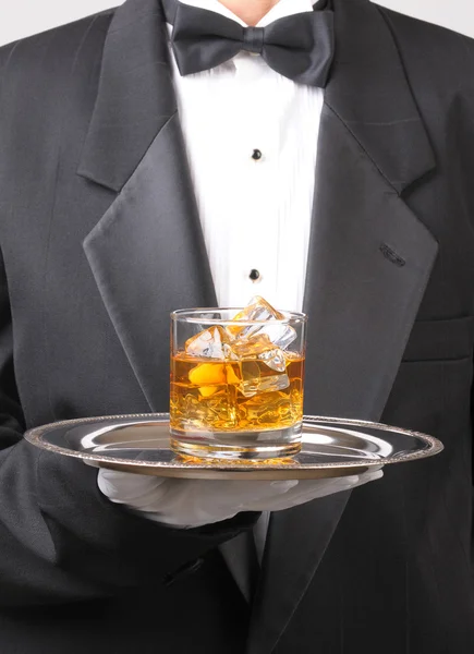 Waiter with drink on tray