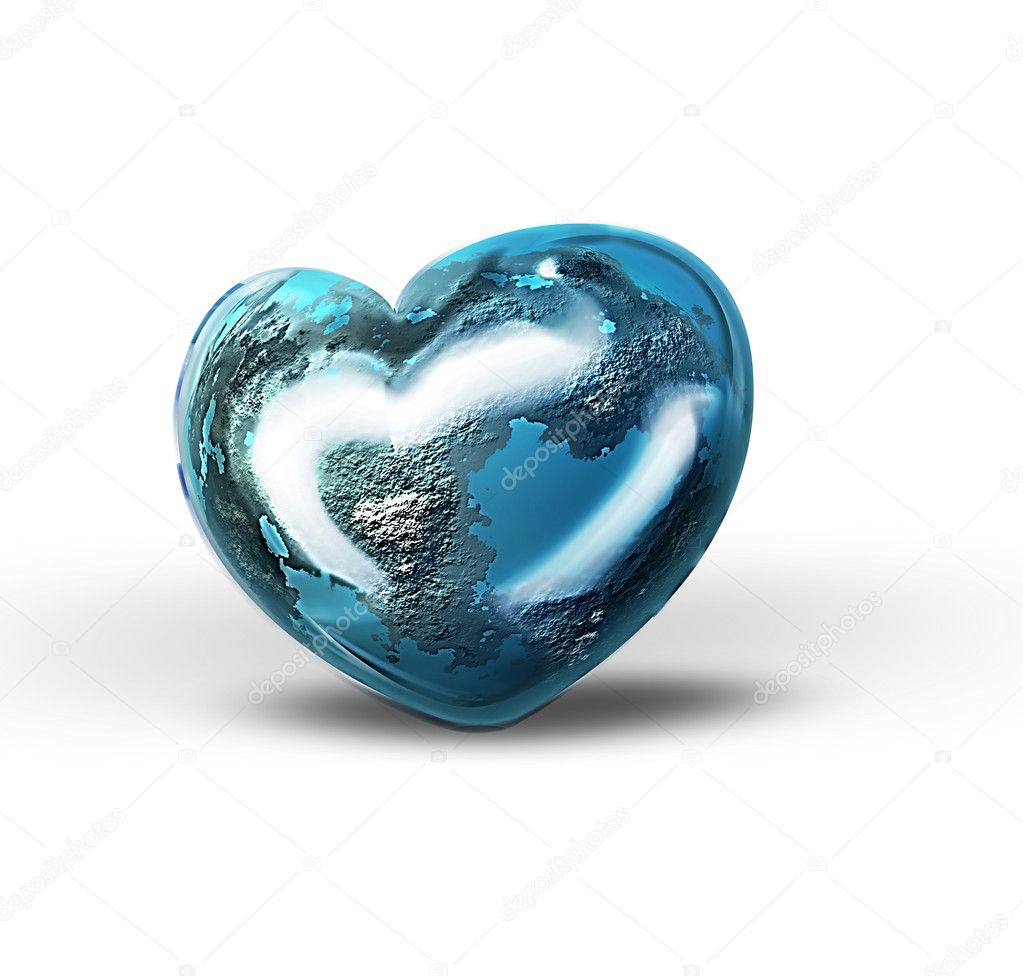 heart with world