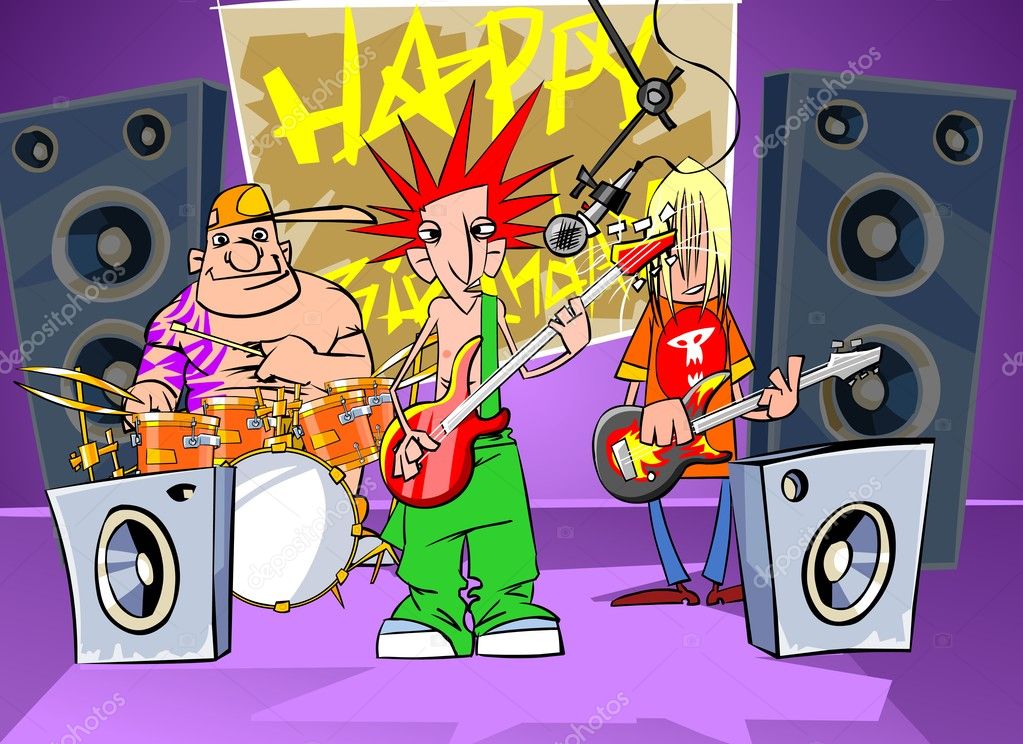 Rockband sagt Herzlichen Glückwunsch zum Geburtstag — Stockfoto