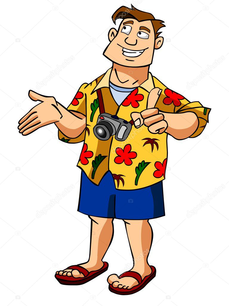 Happy Tourist Cartoon