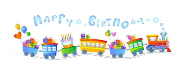 Vectorillustratie van verjaardag trein met taart en ballonnen  Stockvector #2806043