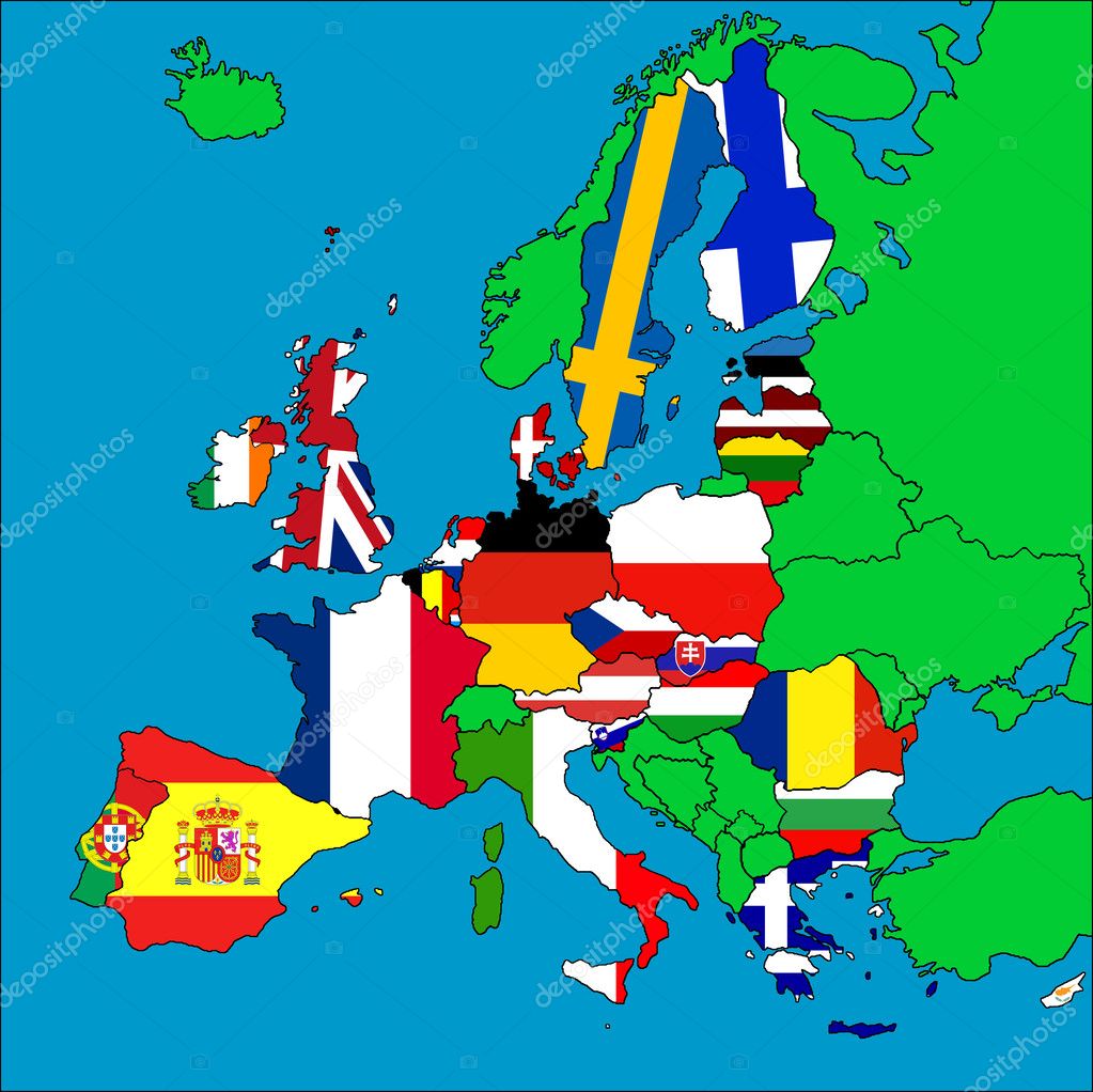 europe flags map