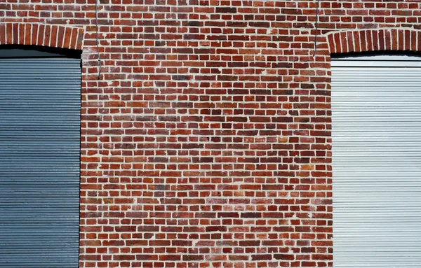 Blue, red and white brick wall